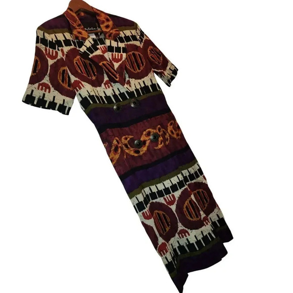 Anthony Mark Hankins Vtg Multicolor Short Sleeve Midi Grannycore Dress Sz 8M - Picture 10 of 11